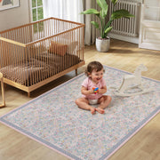 Floral Non-Slip Vintage Washable Colorful Soft & Stain Resistant Area Rug Pink