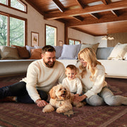 Vintage Washable Soft & Stain Resistant Area Rug Carpets Crimson Red