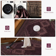 Vintage Washable Soft & Stain Resistant Area Rug Carpets Red Burgundy