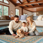 Vintage Soft & Stain Resistant Washable Area Rug Carpets Blue Yellow