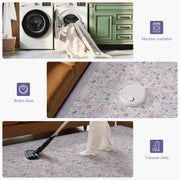 Floral Non-Slip Vintage Washable Soft & Stain Resistant Area Rug Indoor Purple