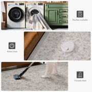 Floral Soft & Stain Resistant Non-Slip Vintage Washable Area Rug Indoor Beige Gray