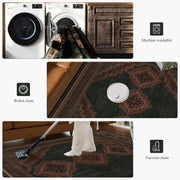 Vintage Washable Soft & Stain Resistant Area Rug Carpets Dark Brown