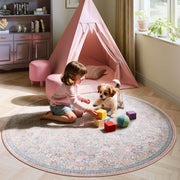 Floral Non-Slip Vintage Washable Colorful Soft & Stain Resistant Area Rug Pink