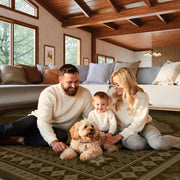 Vintage Washable Soft & Stain Resistant Area Rug Carpets Brown Yellow