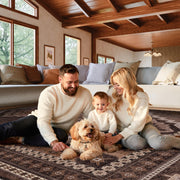 Vintage Washable Carpets Soft & Stain Resistant area Rug Brown White Gray