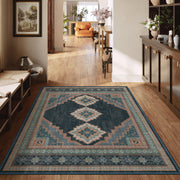 Vintage Washable Soft & Stain Resistant Area Rug Carpets Navy Green