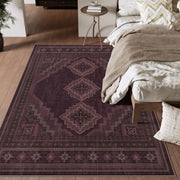 Vintage Washable Soft & Stain Resistant Area Rug Carpets Red Burgundy