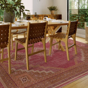 Vintage Washable Soft & Stain Resistant Area Rug Carpets Pink Red