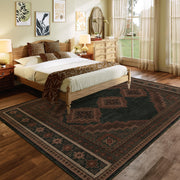 Vintage Washable Soft & Stain Resistant Area Rug Carpets Dark Brown