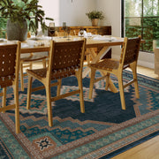 Vintage Washable Soft & Stain Resistant Area Rug Carpets Navy Green