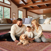 Vintage Washable Soft & Stain Resistant Area Rug Carpets Pink Red